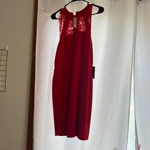 Red high neck cocktail dress. Express size 12 NWT.